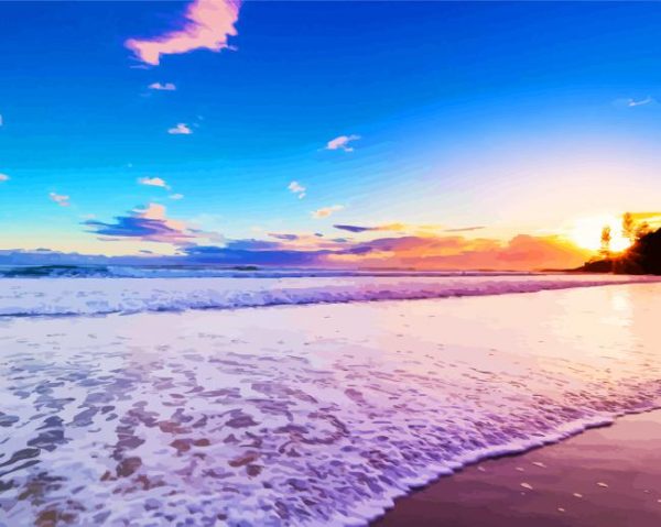 Queensland Island Beach At Sunset Paint By Number