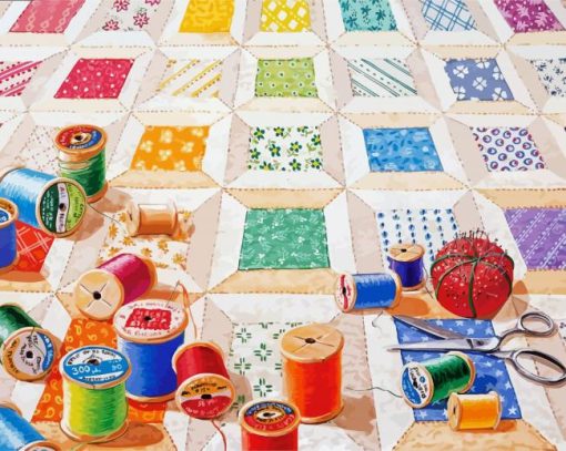 Quilt Spools Paint By Number