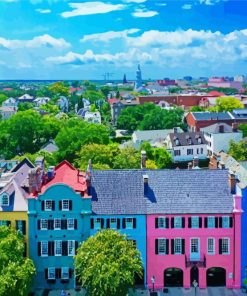 Rainbow Row Charleston paint by numbers