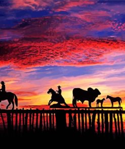 Ranching in Texas Silhouette paint by numbers