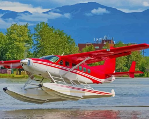 Red Seaplane paint by numbers