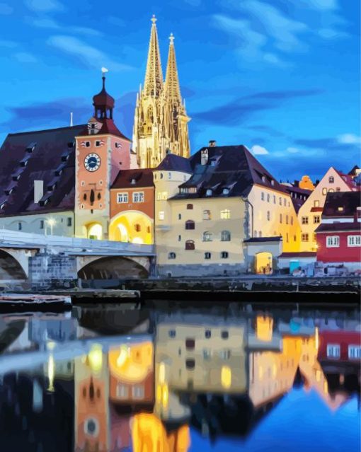 Regensburg Church Reflection paint by numbers