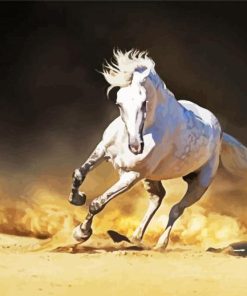 Running White Andalusian Horse Paint By Number