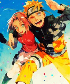 Sakura Naruto and Naruto Uzumaki paint by numbers