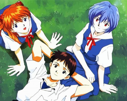 Shinji With Asuka And Rei paint by numbers