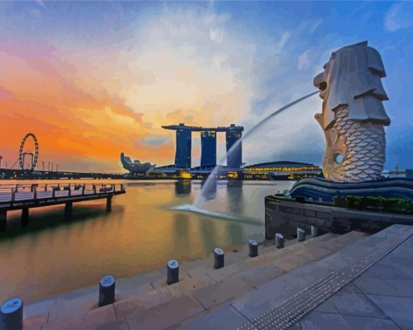 Singapore Merlion Park paint by numbers