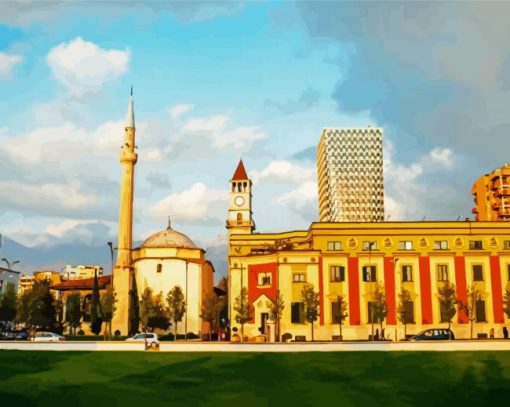 Skanderbeg Square Tirana paint by numbers