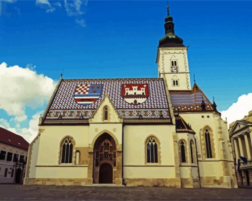 St Marks Church Zagreb paint by numbers