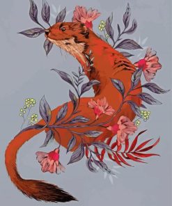 Stoat and Flowers paint by numbers