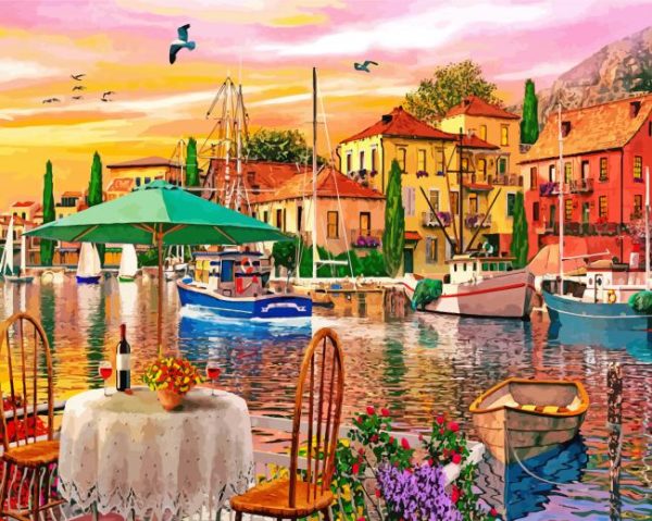 Sunset Harbour Paint By Number