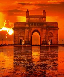 Sunset at Mumbai Gateway of India paint by numbers