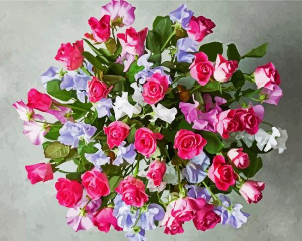 Sweetpea And Roses Paint By Number