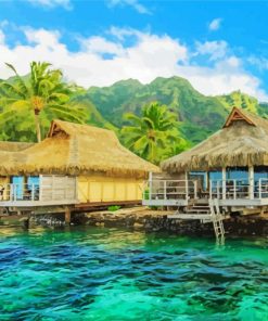 Tahiti Island Huts paint by numbers