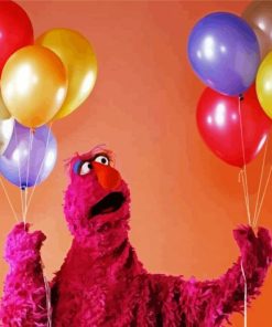 Telly Monster Holding Balloons Paint By Number