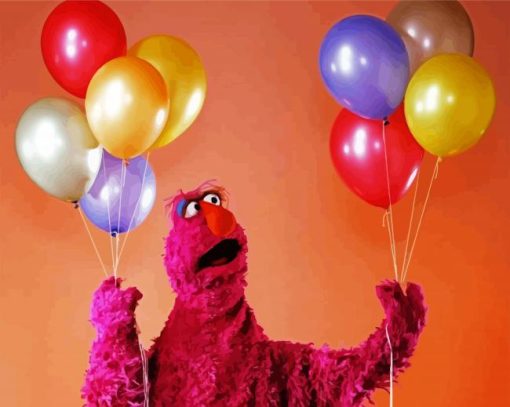 Telly Monster Holding Balloons Paint By Number