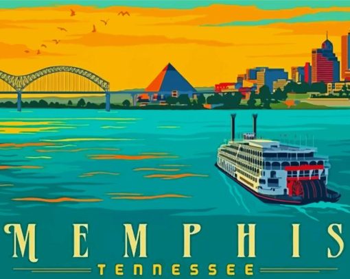 Tennessee Memphis City Poster Paint By Number