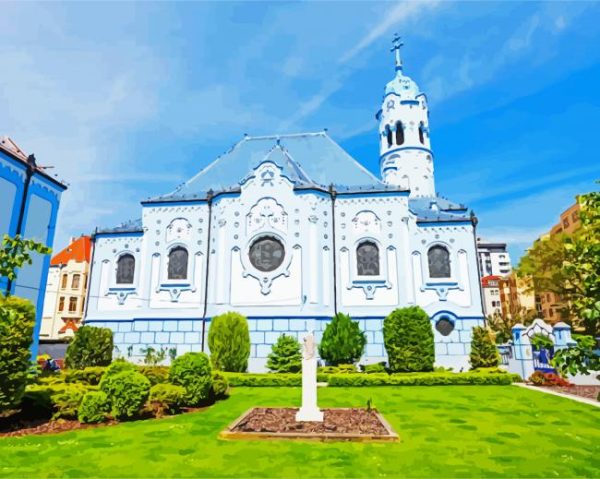 The Blue Church Slovenia paint by numbers