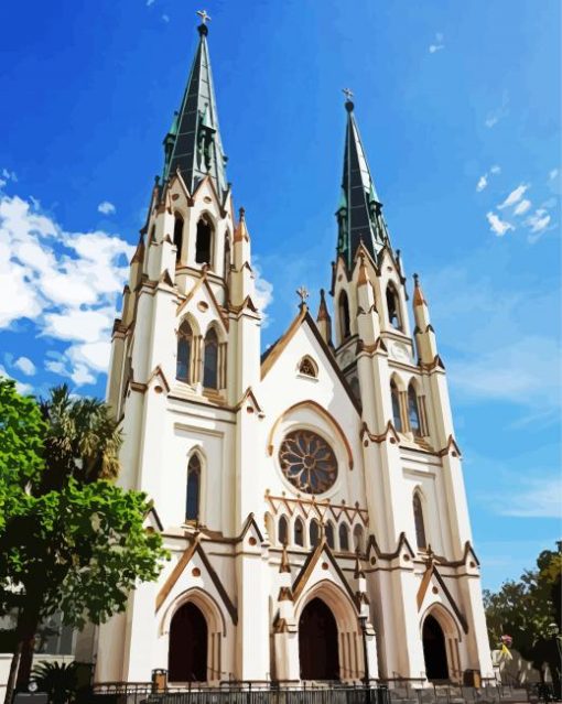 The Cathedral Basilica Of St John The Baptist Savannah Paint By Number