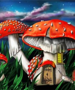 Toadstools House paint by numbers