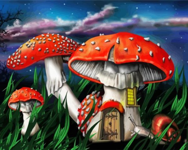 Toadstools House paint by numbers
