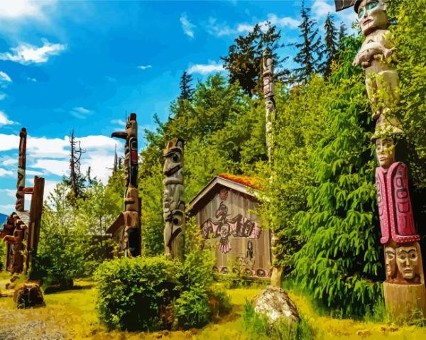 Totem Bight State Historical Park Alaska paint by numbers