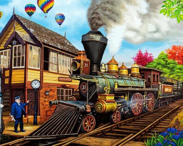 Train Station paint by numbers