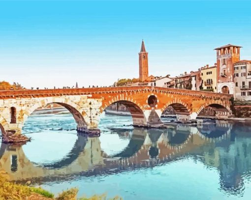 Verona Italy Ponte Pietra paint by numbers