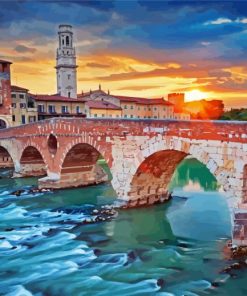 Verona Ponte Pietra Arch Bridge paint by numbers