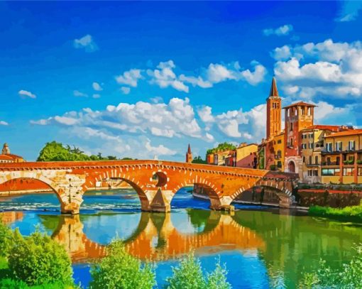 Verona Ponte Pietra Bridge paint by numbers