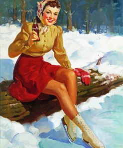 Vintage Ice Skater Woman paint by numbers