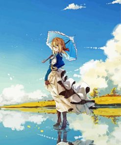 Violet Evergarden Holding Umbrella paint by numbers