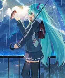 Vocaloid Hatsune Miku Under Umbrella paint by numbers