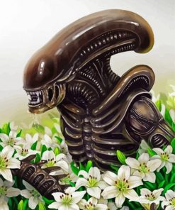 Xenomorph And White Flowers Paint By Number