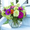 Zinnias In Glass Vase paint by numbers