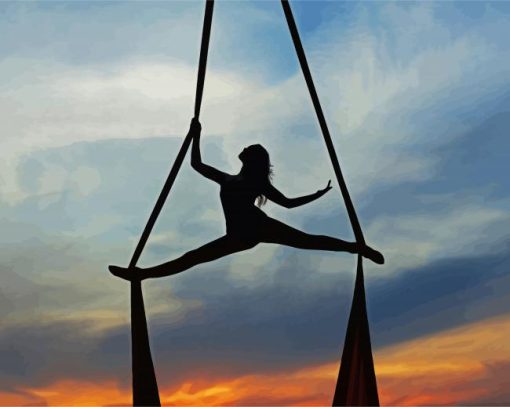 Aerial Ribbons Dancer Silhouette paint by numbers