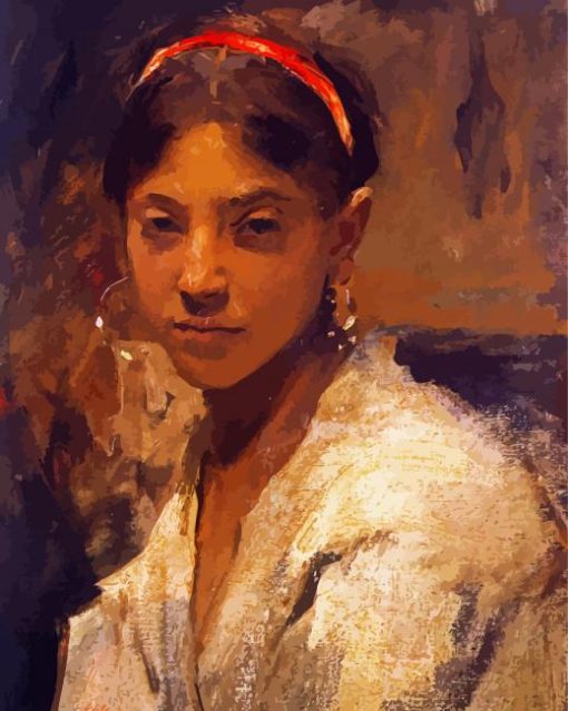 Aesthetic Head Of a Capri Girl by Sargent paint by numbers