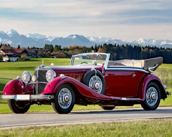 Aesthetic Red Classical Car Paint By Number