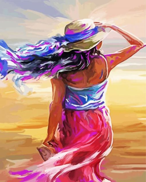 Aesthetic Woman Wearing Sunhat paint by numbers