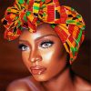 African Lady Wearing Colorful Scarf paint by numbers