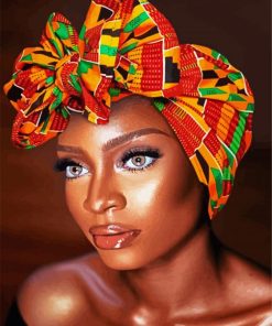 African Lady Wearing Colorful Scarf paint by numbers