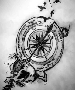 Black and White Compass Art paint by numbers