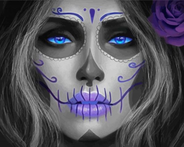 Black And White Suger Skull Paint By Number