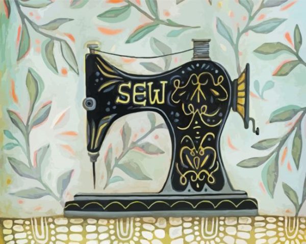 Black Sewing Machine Paint By Number