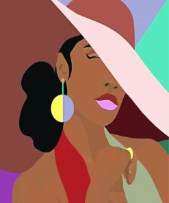 Black Woman With Sunhat paint by numbers