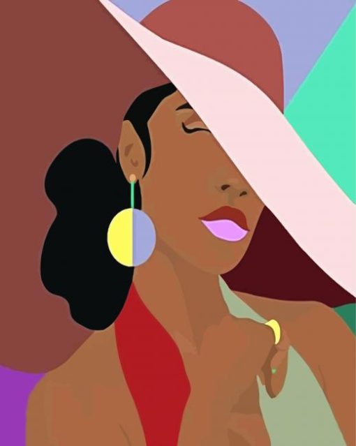 Black Woman With Sunhat paint by numbers