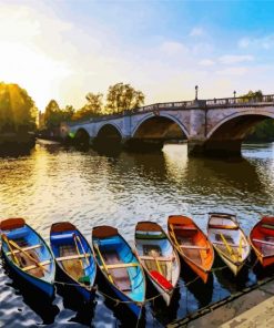 Boats by Richmond Bridge paint by numbers