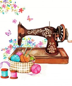 Brown Sewing Machine Paint By Number