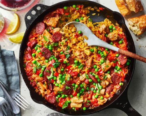 Chicken and Chorizo Paella paint by numbers