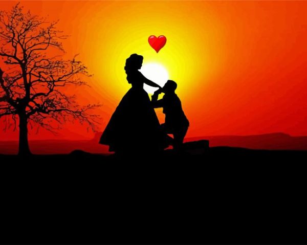 Couple in Love Silhouette paint by numbers
