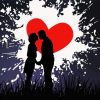 Couple Silhouette and Splatter Heart paint by numbers